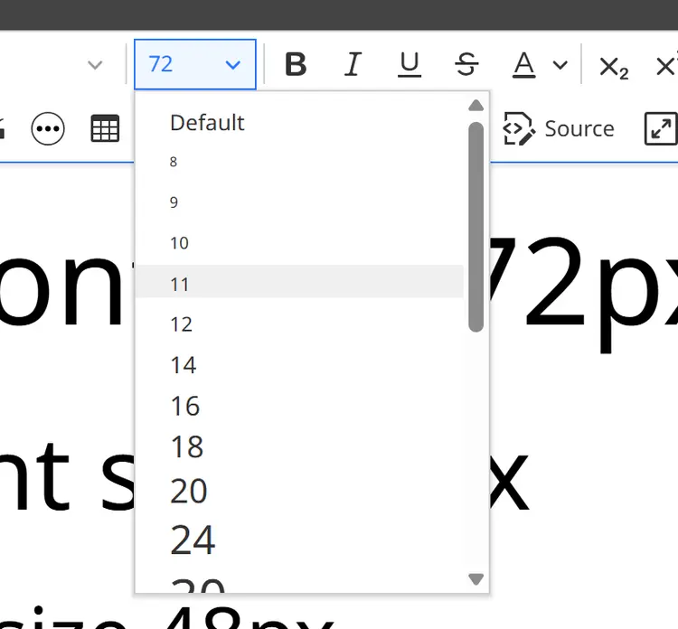 font sizes