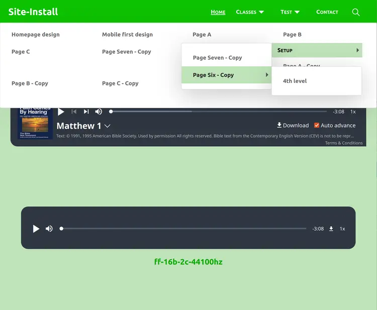 mega menu submenus