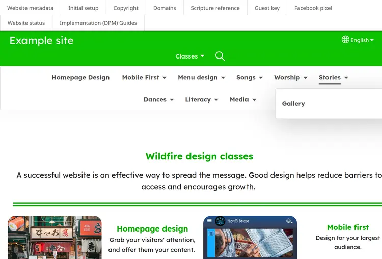 central dropdowns