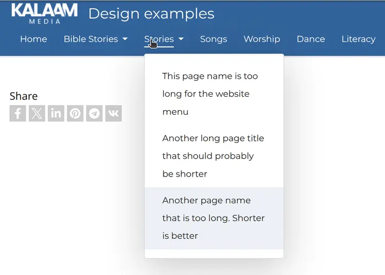 page titles too long